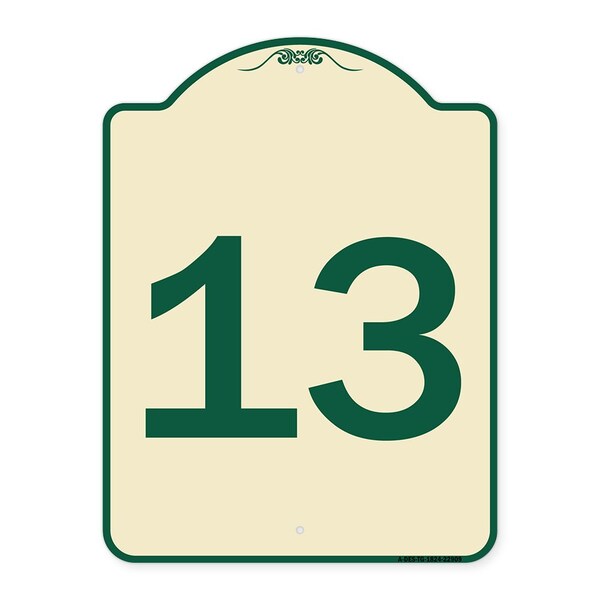 Sign with Number 13 Heavy-Gauge Aluminum Architectural Sign, 24" x 18", TG-1824-22909